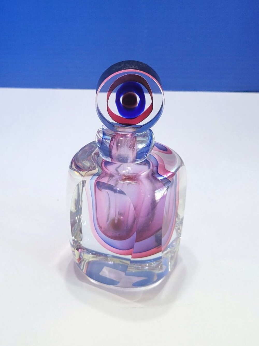 Vintage Fifth Avenue Crystal Sommerso Art Glass Perfume Bottle Empty